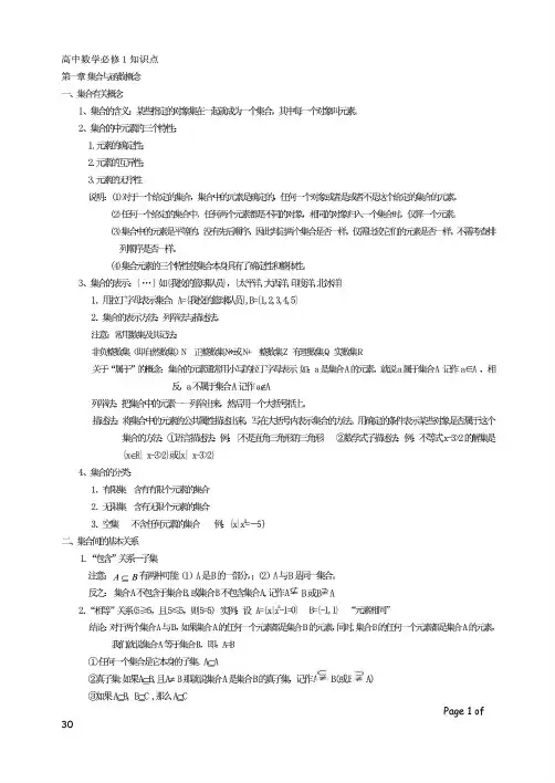 高中数学重要考试知识点归纳