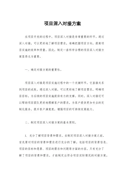 项目深入对接方案