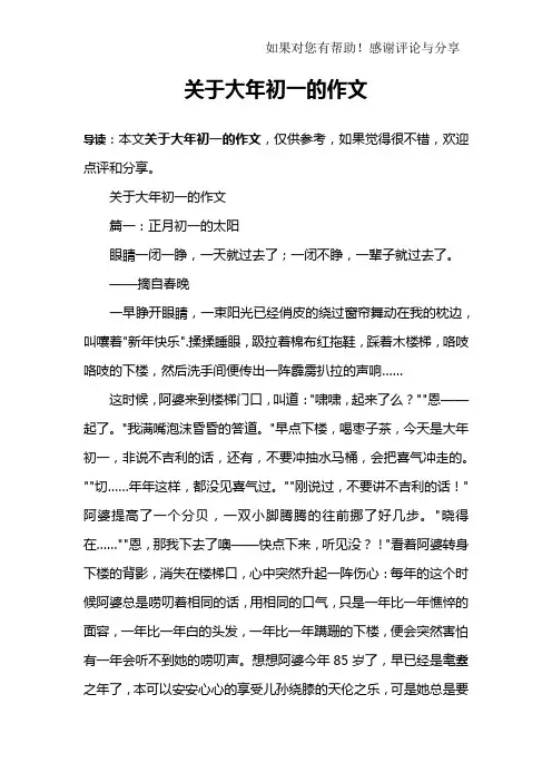 关于大年初一的作文