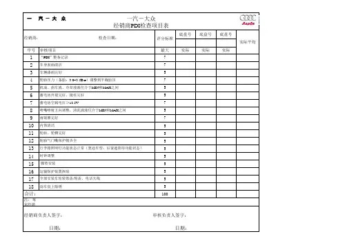 2一汽-大众经销商PDI检查项目表