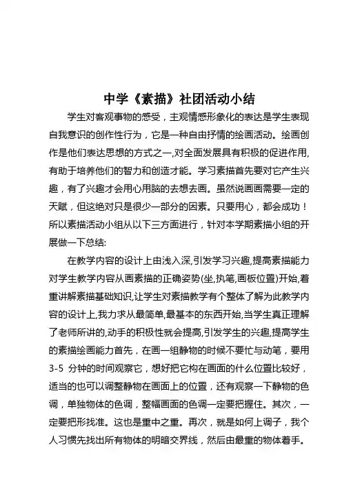 中学《素描》社团活动小结