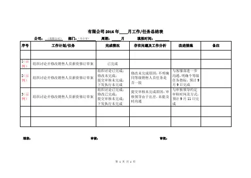 月报表模板