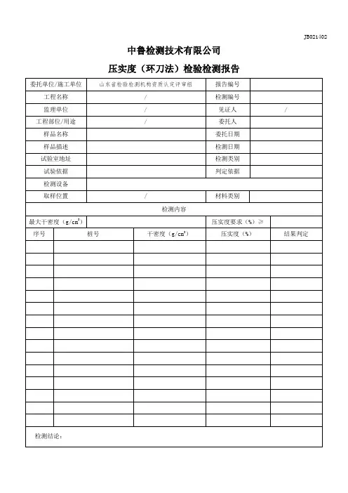 压实度试验检测报告