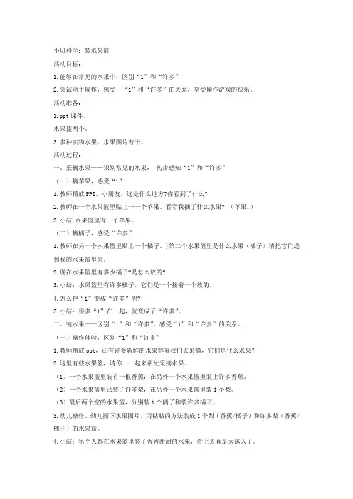 小班科学装水果篮