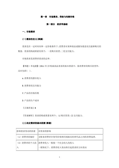 第一章 市场需求、供给与均衡价格