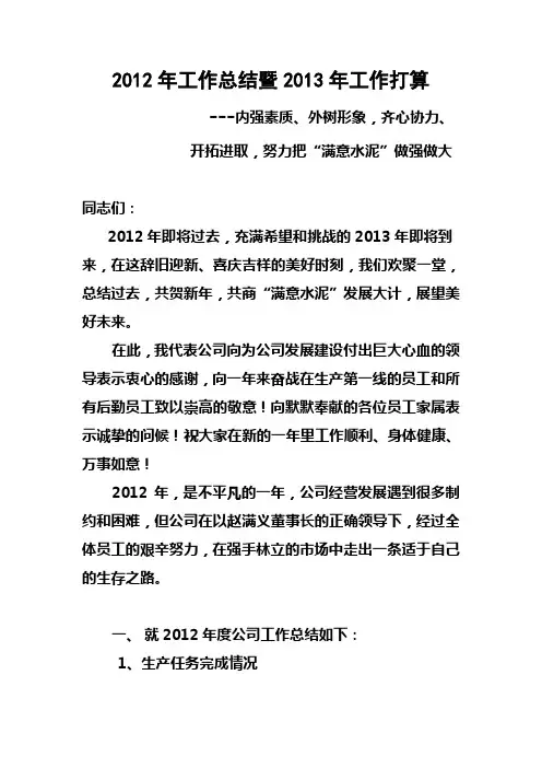 2012年工作总结暨2013年工作打算