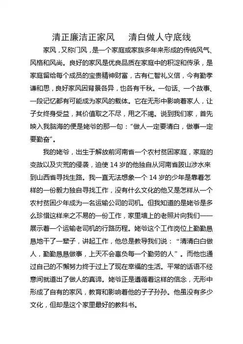家风 廉政征文
