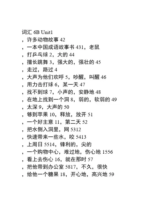 苏教版六年级英语下册1-8单元词汇归纳