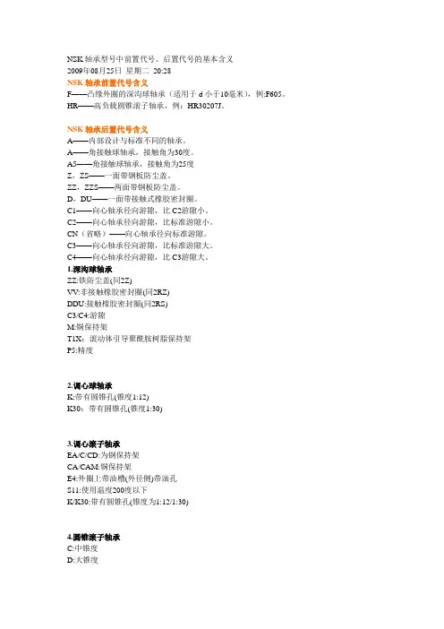 NSK轴承型号含义