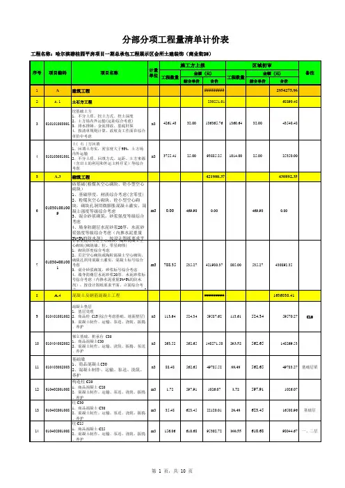 碧桂园清单标准模板---