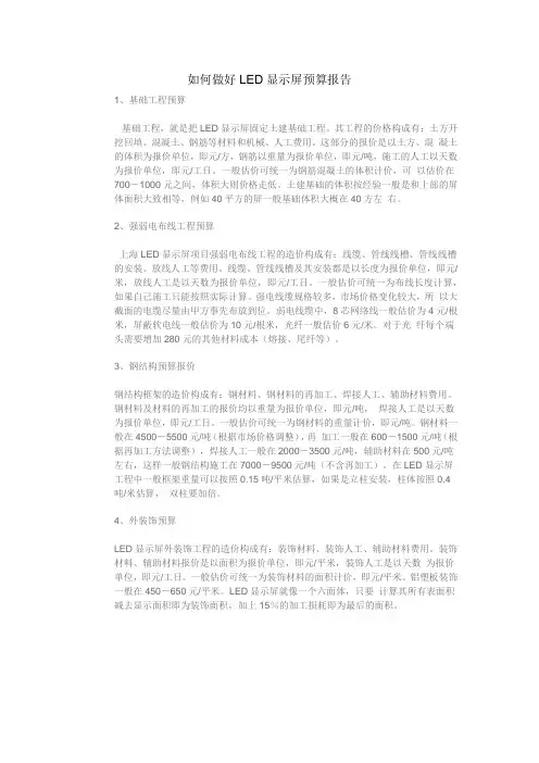 如何做好LED显示屏预算报告