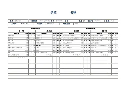 大学学分成绩单模板