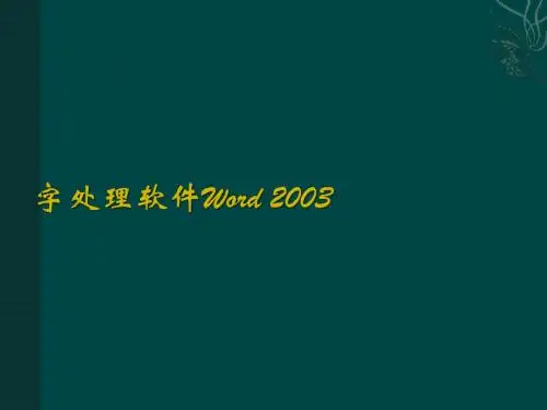 教你如何使用字处理软件_Word_2003