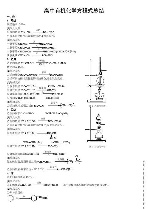 完美版高中有机化学方程式总结43389