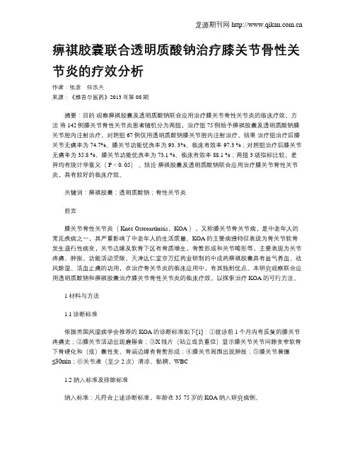 痹祺胶囊联合透明质酸钠治疗膝关节骨性关节炎的疗效分析