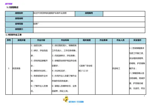 低压开关柜停电检查维护标准作业流程【选煤厂岗位标准作业流程】