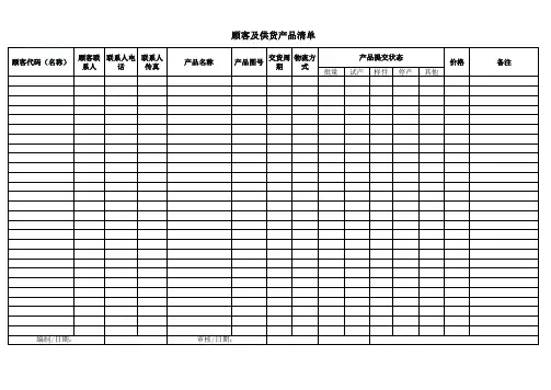 客户供货清单