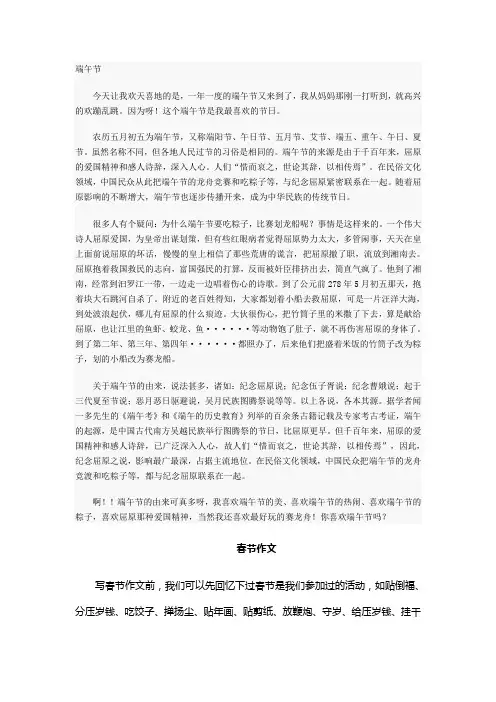 端午节作文-难忘的端午节85021275