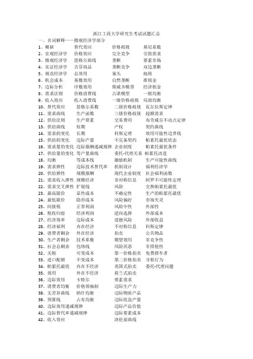 浙江工商大学研究生考试试题汇总