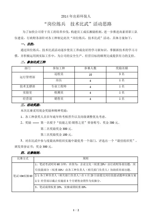 公司技术比武方案