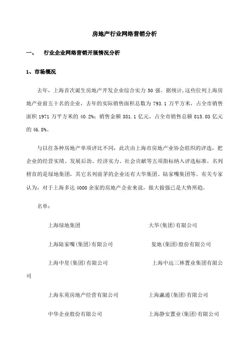 房地产行业网络营销分析免费