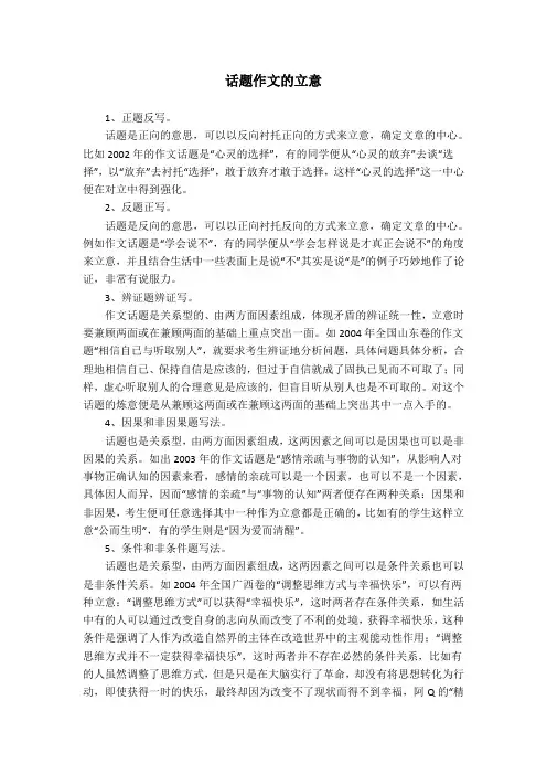 话题作文的立意
