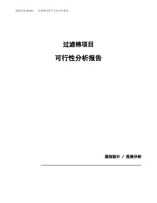 过滤棉项目可行性分析报告(模板参考范文)