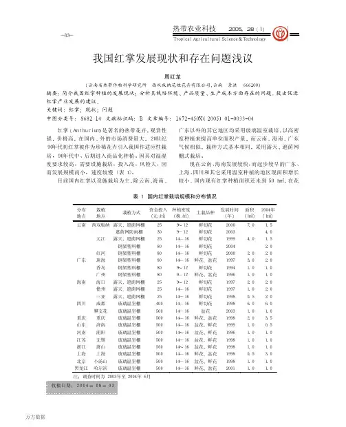 我国红掌发展现状和存在问题浅议