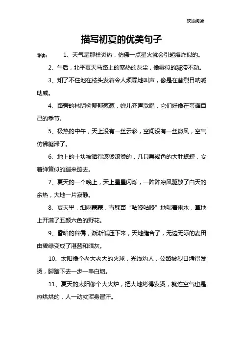 描写初夏的优美句子
