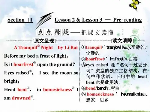 高中英语北师大版版选修6课件：Unit+18+Section+Ⅲ+Lesson+2+&+Lesson+3+—+Pre-reading