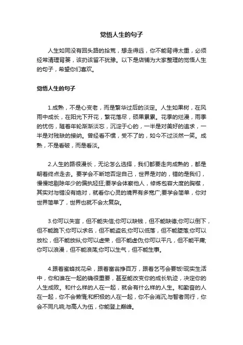 觉悟人生的句子