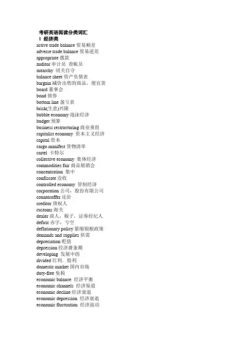 考研英语阅读分类词汇