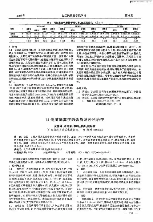14例肺隔离症的诊断及外科治疗