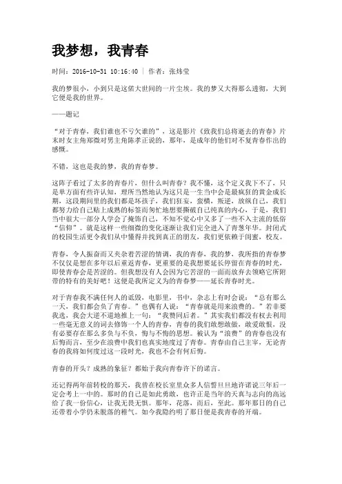 我梦想,我青春