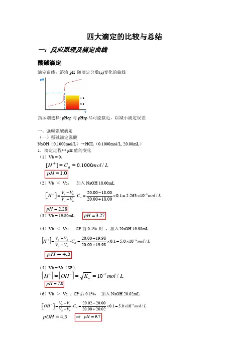 四大滴定的比较与总结