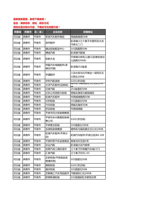 新版河北省承德市平泉市汽车用品企业公司商家户名录单联系方式地址大全41家