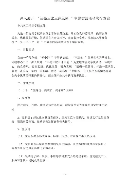 三亮三比三评实施方案