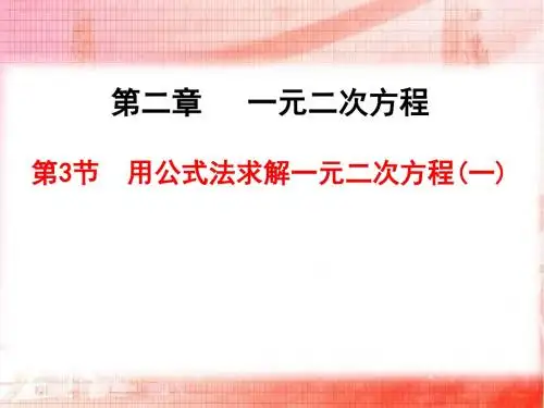 用公式法求解一元二次方程