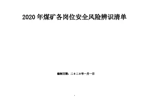 2020新版煤矿岗位安全风险辨识清单