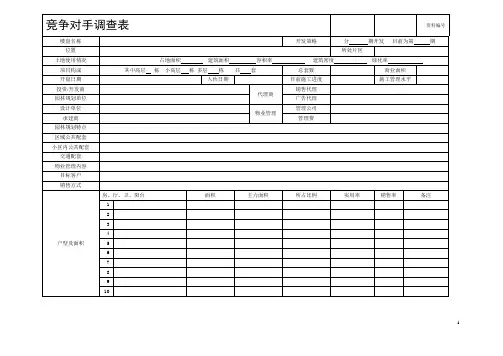 房地产竞争对手调查表模板