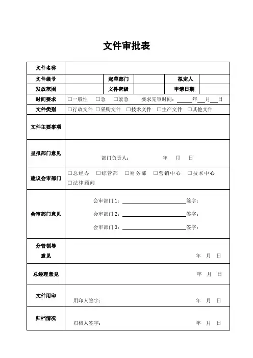 公司文件审批表