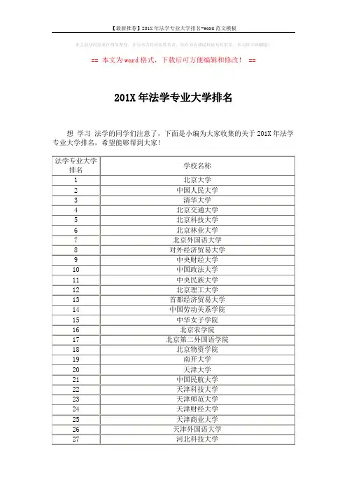 【最新推荐】201X年法学专业大学排名-word范文模板 (3页)