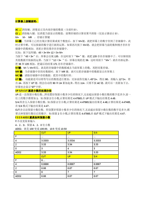 计算器上按键说明