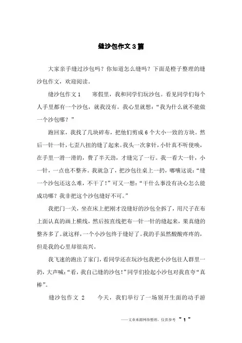 缝沙包作文3篇