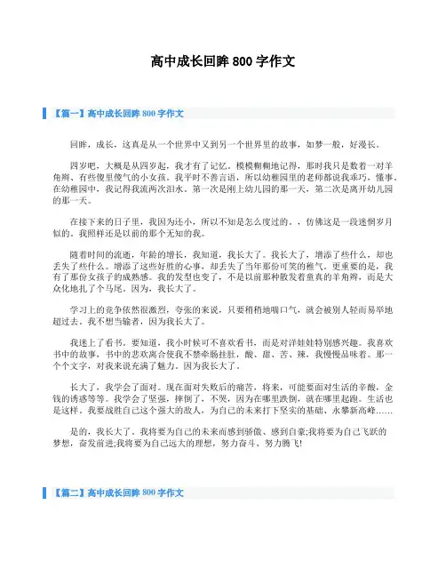 高中成长回眸800字作文