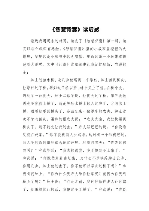 《智慧背囊》读后感