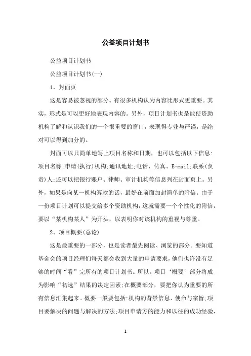 公益项目计划书