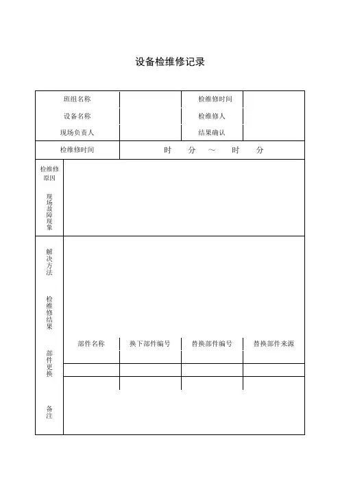 设备检维修记录