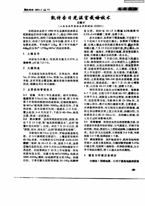 凯特杏日光温室栽培技术