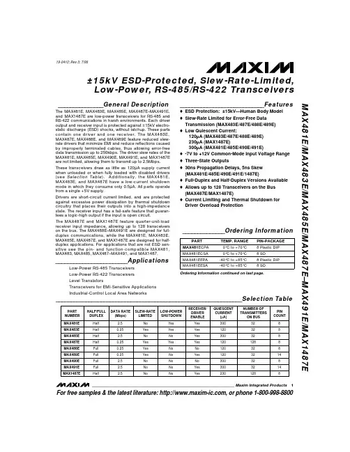 MAX485ECPA中文资料